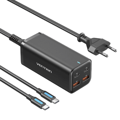 Сетевое зарядное устройство Vention на 4 порта GaN 100W USB (C+C+A+A) Чёрный, шт.