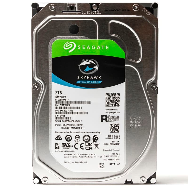 Жесткий диск/ HDD Seagate SATA 2Tb SkyHawk Surveillance HDD 5400 256Mb 1 year warranty (replacement ST2000VX015, ST2000VX008)