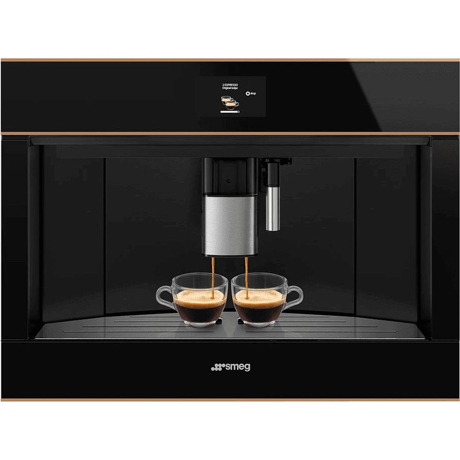 Кофемашина Smeg/ SMEG CMS4604NRRU Автоматическая кофемашина, 60 см, высота 45 см, черное стекло Eclipse, медный профиль