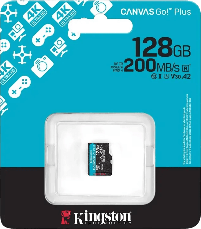 Карта памяти Kingston 128GB microSDXC Canvas Go Plus Gen4 200MB/s A2 U3 V30 Card W/O ADP/ Kingston 128GB microSDXC Canvas Go Plus Gen4 200MB/s A2 U3 V30 Card W/O ADP