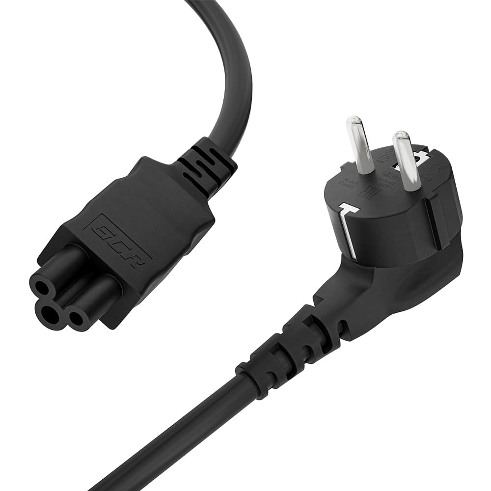 GCR PRO Кабель питания PROF черный, 5.0m, евровилка угловая Schuko - С5, 3*1,0mm, медь