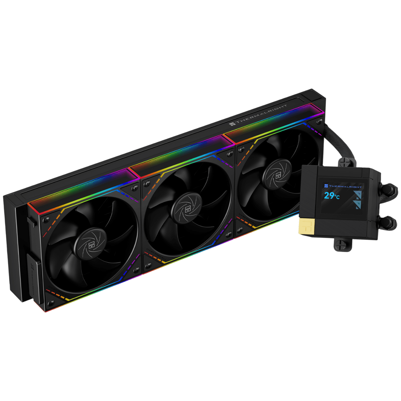 Система жидкостного охлаждения/ Water Cooling System Thermalright Core Matrix 360 Vision (360mm, LED, Black, ARGB/ Fans: 3x120mm, 68.9CFM, 28.2dBA, 2000RPM/ Pump height 64.4mm, Rad thickness 27mm/ S: 1700, 1200, 1851, 115X, AM5, AM4)