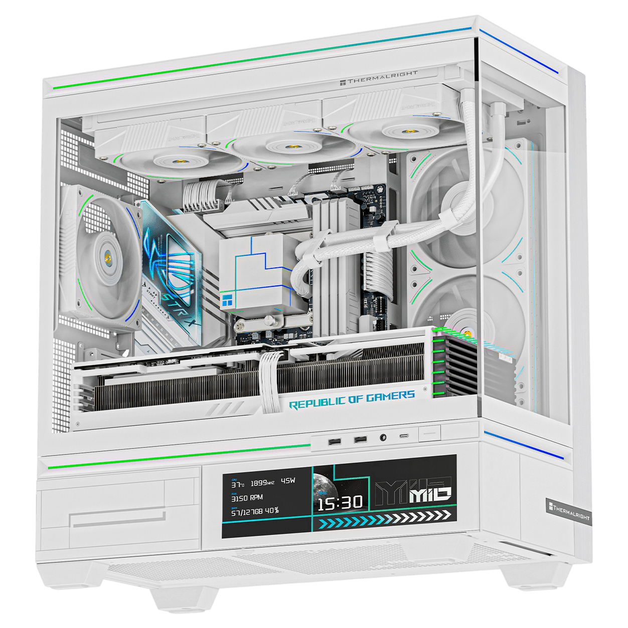 Корпус без блока питания/ Case Thermalright M10 Vision FAN4-C, Mini-Tower, TG, LCD, 4x120mm ARGB, 2xUSB-A 3.0, 1xUSB Type-C, mATX, mITX White