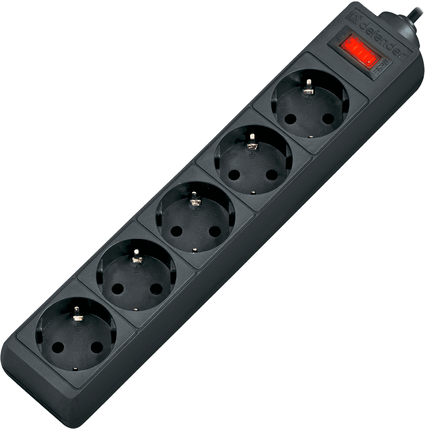 Сетевой фильтр Defender ES 3 3 м, черный, 5 розеток/ Surge Protector Defender ES 3 3m, black, 5 outlets