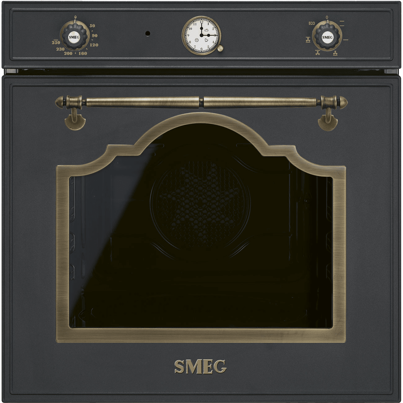 Духовой шкаф Smeg/ Многофункциональный духовой шкаф, 60 см, 6 функций, цвет антрацит, фурнитура латунная