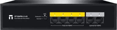Коммутатор/ Неуправляемый PoE коммутатор Fast Ethernet netis ST106PDI-2-43 , 4 порта 100 Мбит/с PoE+ , 2 порта 100 Мбит/с RJ45 Uplink
