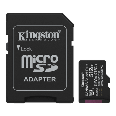 Карта памяти/ Kingston Canvas Select Plus 512GB Gen3 microSDXC 150MB/s A1 Card + Adapter
