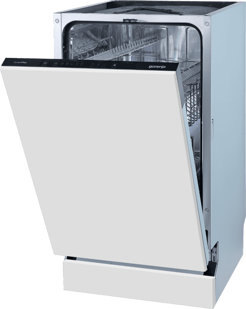 Встраиваемая посудомоечная машина GORENJE/ Встраиваемая, узкая, Класс энергопотребления: A+++, TotalDry: автооткрывание дверцы, Мотор Inverter PowerDrive, Конструкция: Полностью интегрируемая, Ширина: 448 мм, Высота: 815 мм