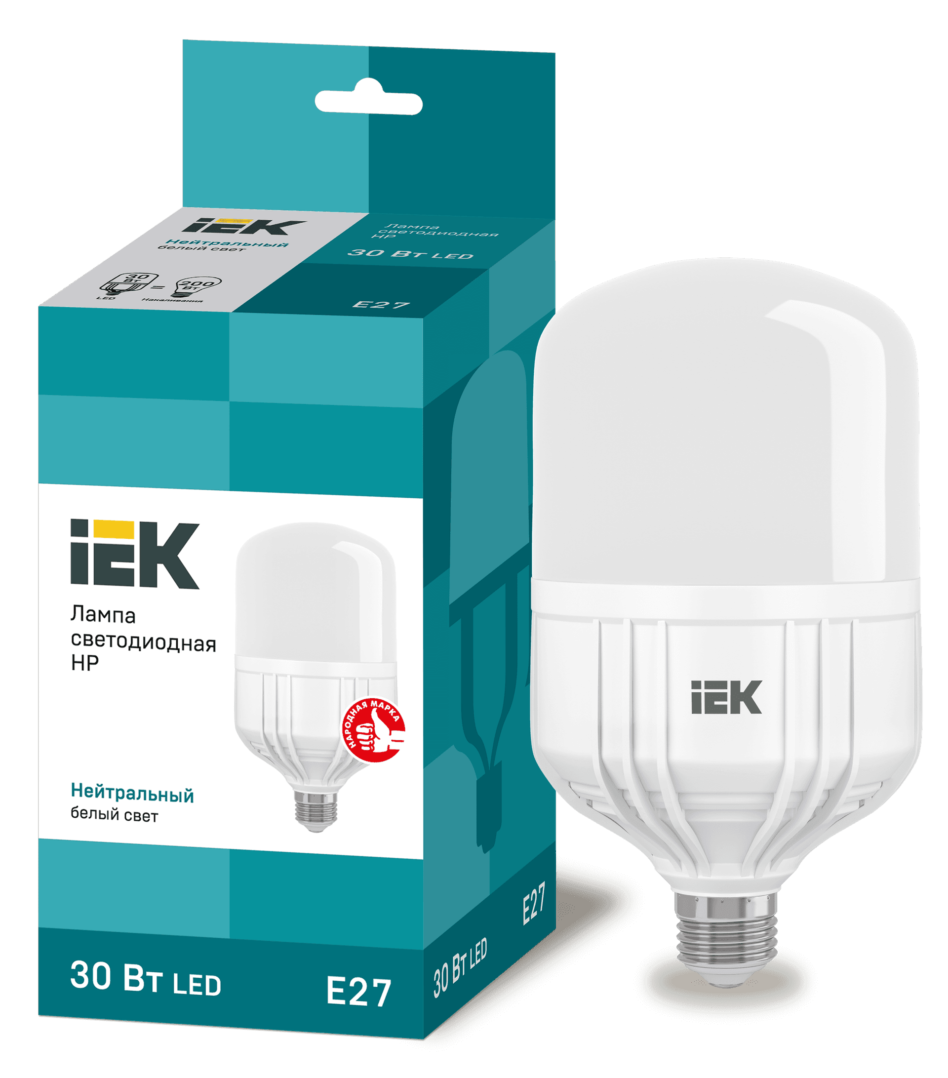 Лампа LED HP 30Вт 230В 4000К E27 IEK