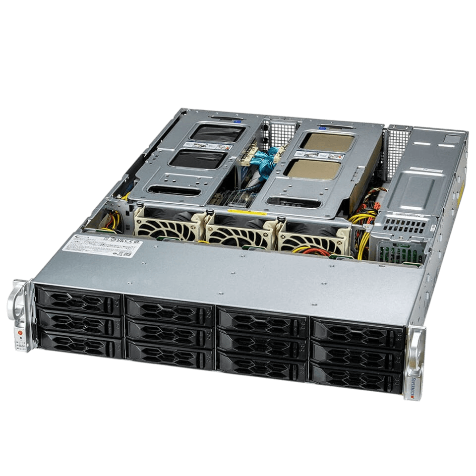 Серверная платформа/ SYS-620C-TN12R (bundle3): 2U / 2x LGA-4189 / ECC DDR4-3200/ 12x 3.5/2.5" hs NVMe*/SATA/SAS*/ 4x PCIe 4.0 x8 FHHL, 2x 2 PCIe 4.0 x16 FHHL, 2x PCIe 3.0 x2 NVMe M.2 / 1x Dual-Port 1GbE RJ45 / 2x 1200W Power