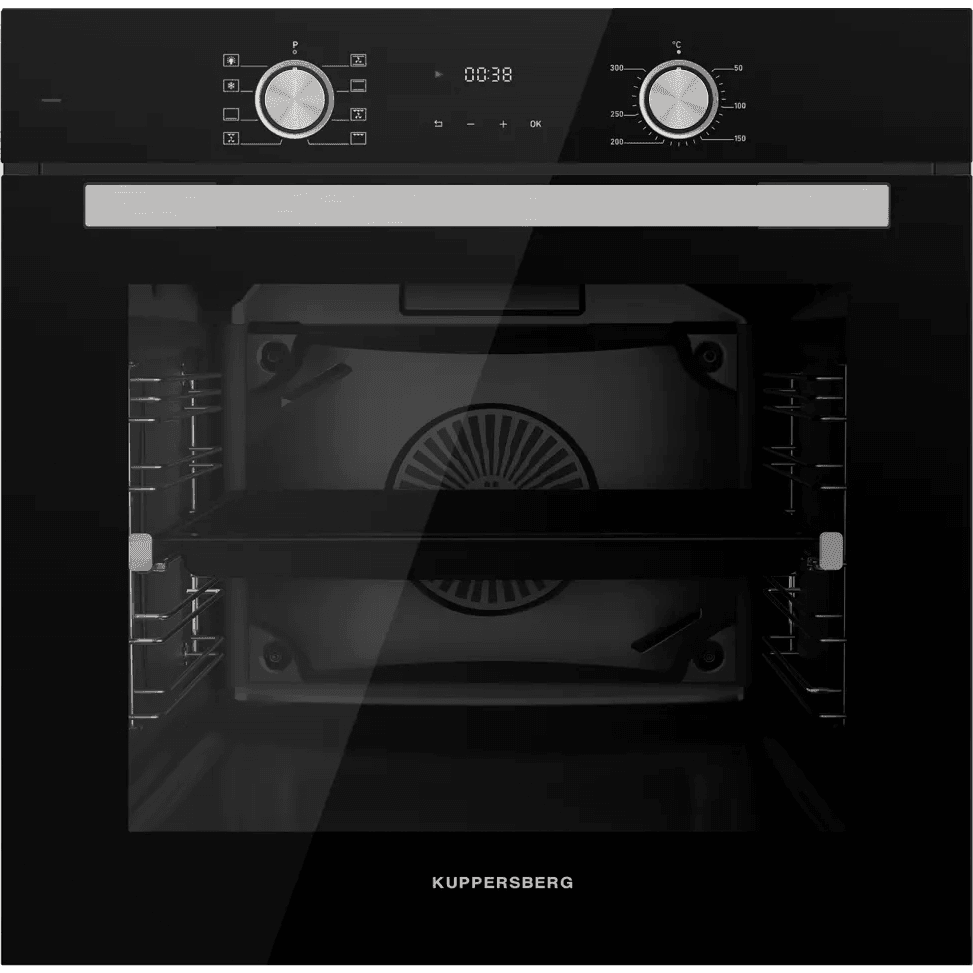 Встраиваемый духовой шкаф KUPPERSBERG/ KITCHEN RETAIL / Встраиваемый духовой шкаф KUPPERSBERG, электрический, High-Tech, 60 см, объем 80 л, 8 режимов, поворотное управление, макс. Температура 300 градусов, дисплей, таймер, цвет черный