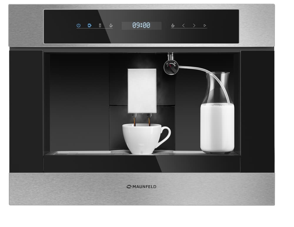 Встраиваемая кофемашина MAUNFELD/ Кофемашина встраиваемая MAUNFELD AMCM1503S, 60 см, 20 бар, кофемолка, мощность 1500 Вт, регулирование крепости кофе, автоматическое промывание системы, капучинатор, автоматическое приготовление эспрессо, программа очистки от накипи, регулирование температуры кофе, регулирование порций кофе, регулирование степени помола, часы, сенсорное управление, цвет нерж. сталь