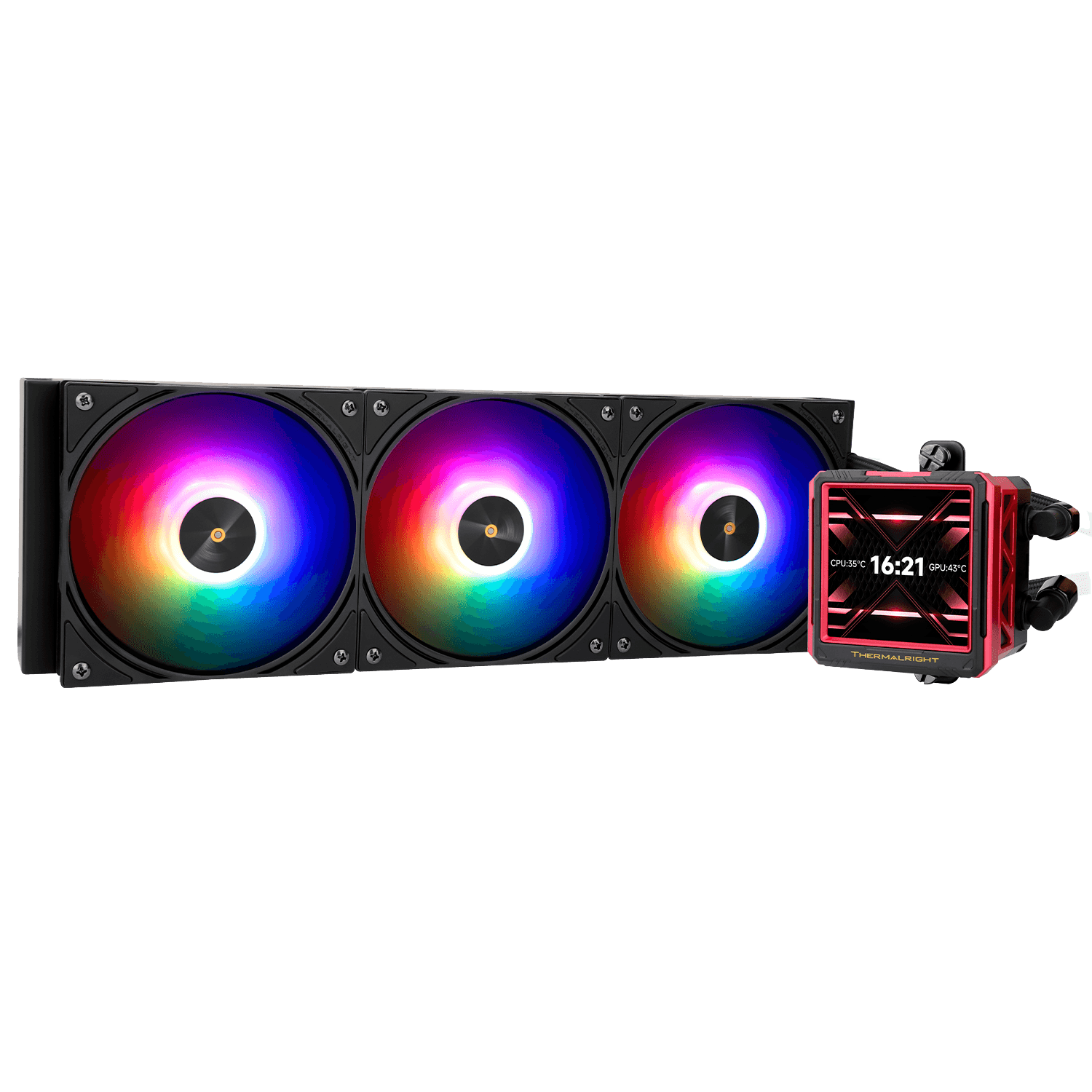 Водяное охлаждение для процессора/ Water Cooling System Thermalright Frozen Warframe 360 Ultra Black Argb (360mm, Black, ARGB/ Fans: 3x120mm, 70.84CFM, 22.1dBA, 2000RPM/ Pump height 60mm, 23dBA, 3000RPM, Rad thickness 27mm/ S: 1200, 1700, 1851, 2011, 2066, 115X, AM5, AM4)