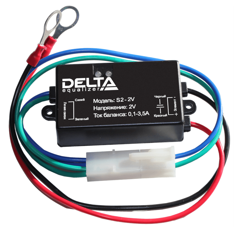 Battery equalizer S1-12V, nominal voltage of 9 to 12V, balancing current up to 3A.