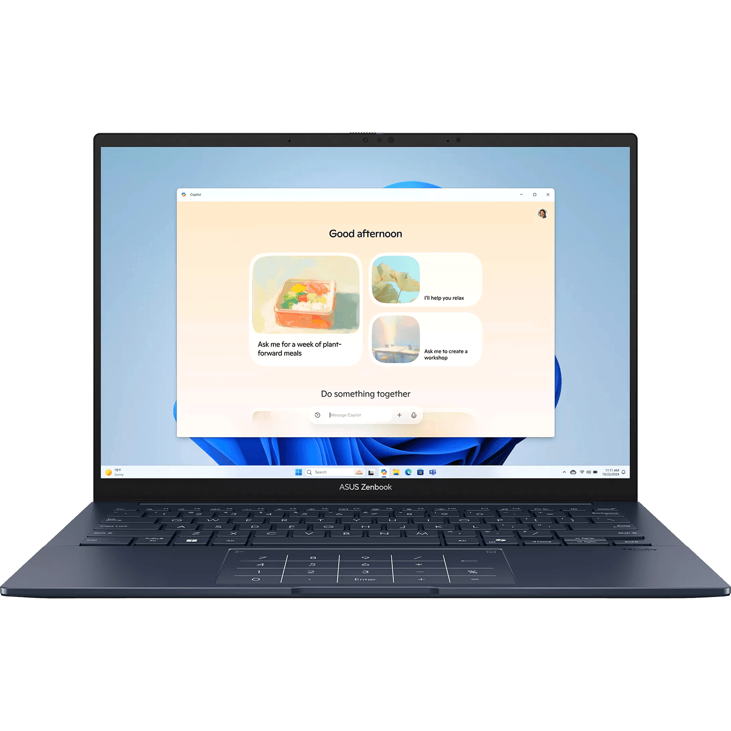 Ноутбук/ ASUS UX3405CA-ST1353 14"(2880x1800 OLED 16:10)/Intel Core Ultra 7 255H(2Ghz)/32768Mb/1024SSDGb/noDVD/Int:Intel Graphics/Cam/BT/WiFi/75WHr/war 1y/1.2kg/Ponder Blue/DOS + алюм корп; +чехол; NumberPad