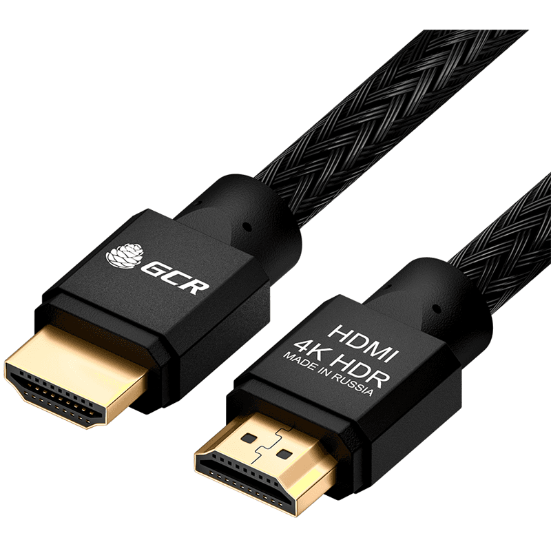 GCR PRO Кабель PROF 4.5m HDMI 2.0, черный в оплетке нейлон, AL корпус черный, медь, HDR 4:4:4, UHD 4K60Hz/5K30Hz, 3D, AUDIO, 18.0Гбит/с