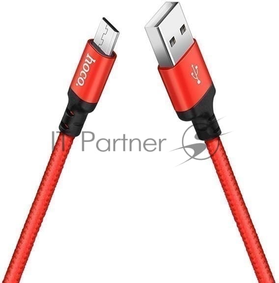 HOCO HC-62851 X14/ USB кабель Micro/ 1m/ 2A/ Нейлон/ Red&Black