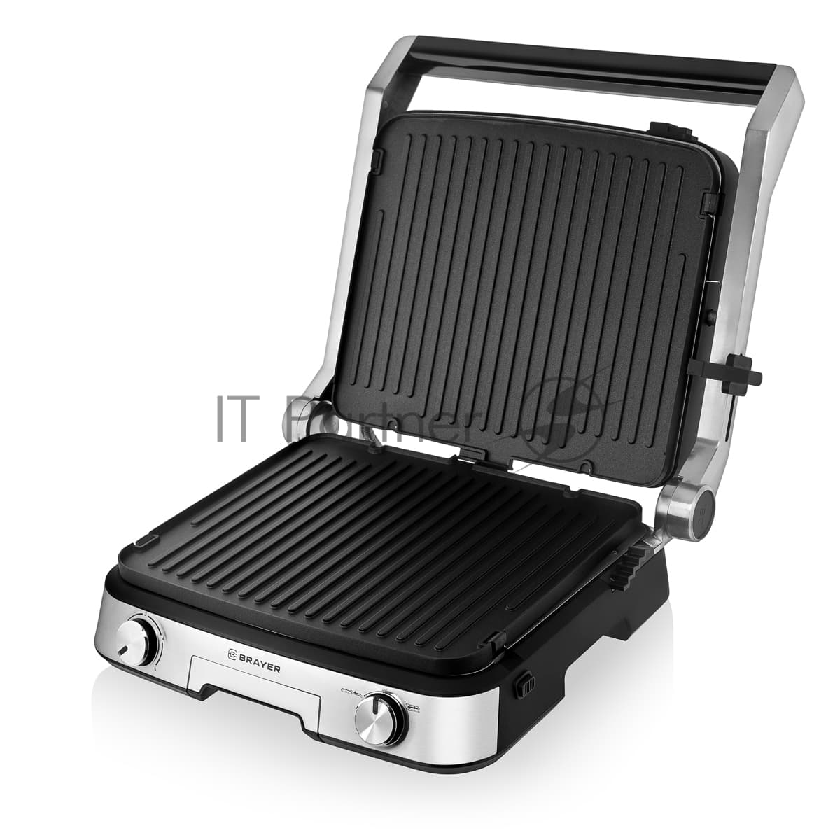 Гриль-пресс электрический BRAYER BR2001, 2000 Вт, съем двухс., 31x26 см, регул высот, мет корп., поддон, 180