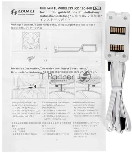 Вентилятор для корпуса Lian-Li Uni Fan TL Wireless LCD 120 LCD ARGB 120х124.5x28 белый 4-pin 27дБ (G99.12TLLCD1W1W.R0) Ret