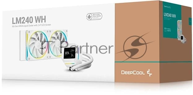 Система жидкостного охлаждения Deepcool LM240 WH ARGB Soc-AM5/AM4/1200/1700/1851 белый 4-pin 19-36dB Al LCD 220W 1404gr Ret (R-LM240-WHDMMC-1)