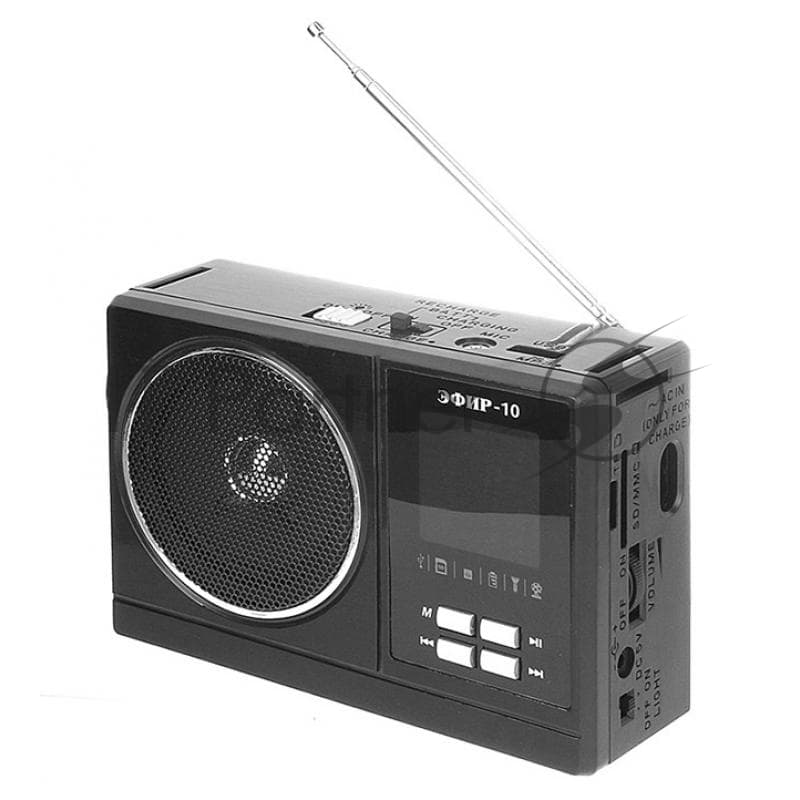 Радиоприемник Сигнал Эфир-10, черный, бат.2хR20 (не в компл.), 220V, USB, SD, micro-SD, 2 светод.фонар.