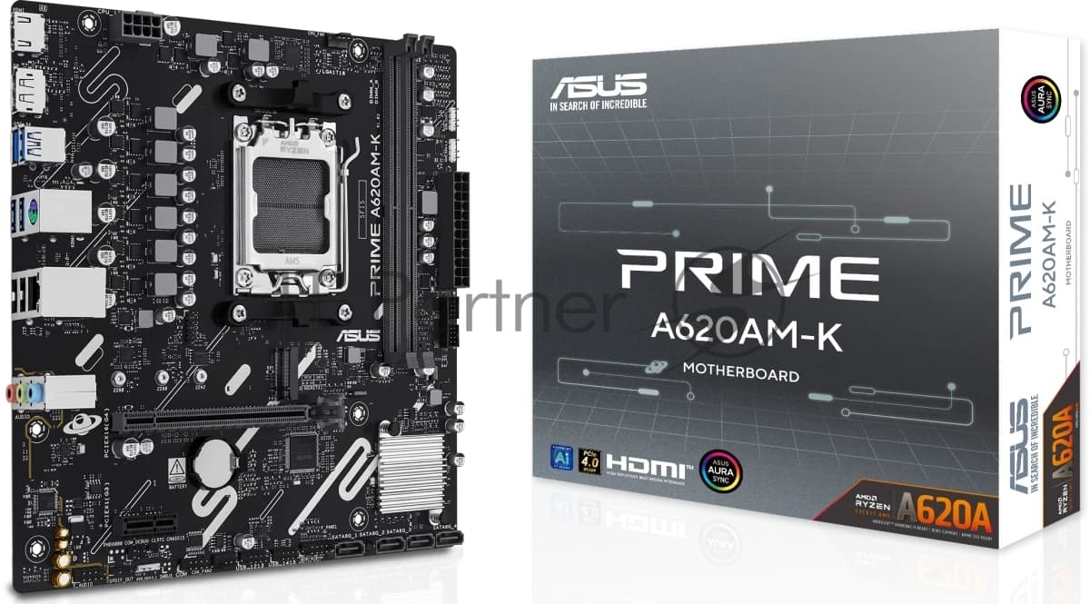 Материнская плата ASUS PRIME A620AM-K AM5 mATX 2xDDR5 PCIEx16 PCIEx1 M.2 DP HDMI GLAN