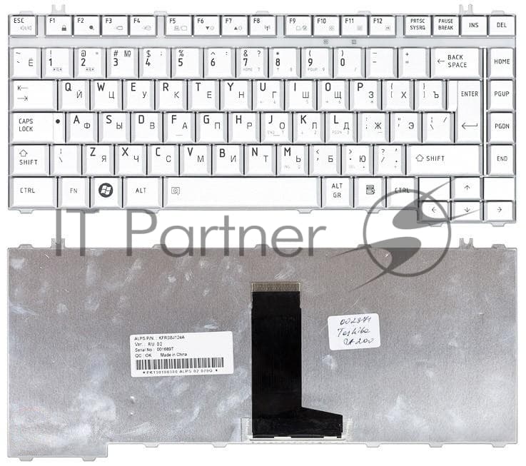 Клавиатура для ноутбука Toshiba Satellite A200 A210 A300 M300 L300 M500 M505 серебристая