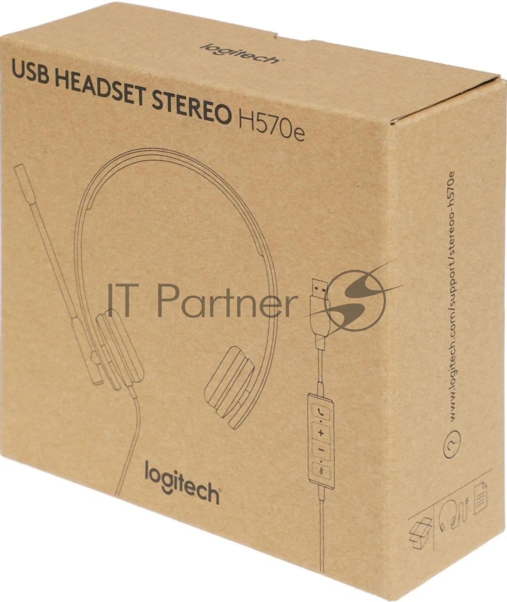 Гарнитура Logitech USB Headset H570e Stereo чёрный, проводная, USB