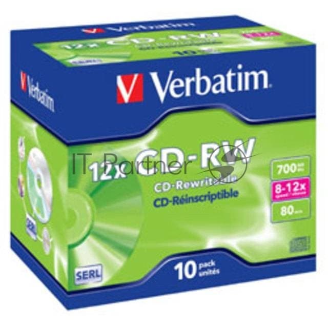 Диск CD-RW Verbatim 700Mb 12x Jewel case (10шт)