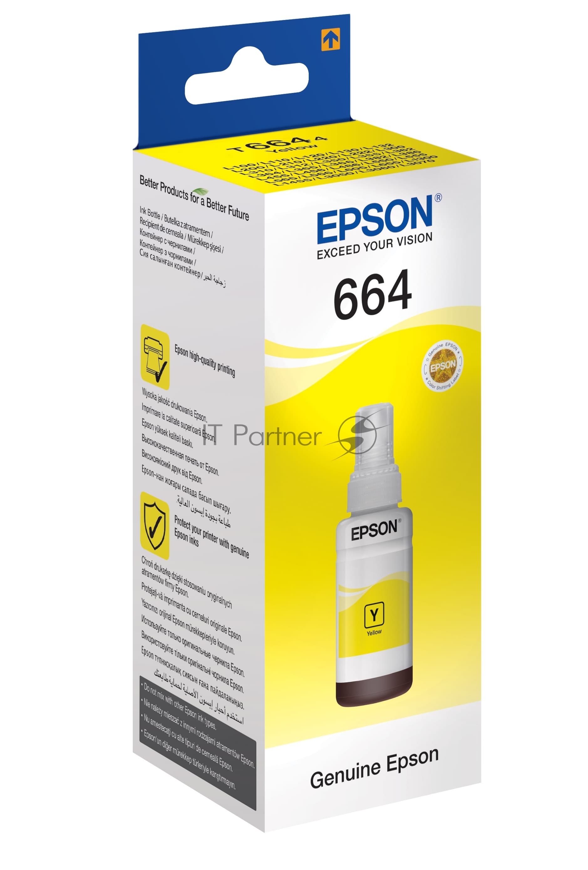 Контейнер EPSON T6644 с желтыми чернилами для L100/L110/L210/L300/L355 (C13T664498 Азия)