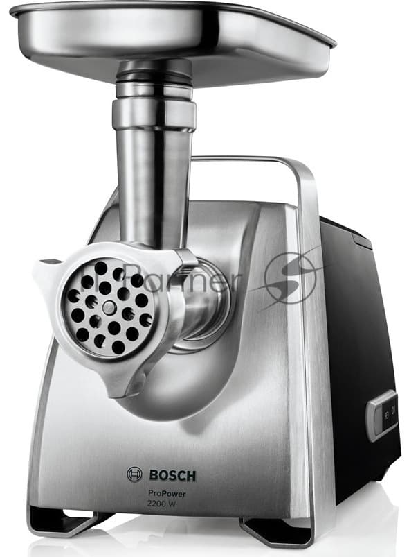 Мясорубка электрическая Bosch MFW68660 черный, 2200 Вт, 4.3 кг/мин, реверс, защита от перегрузки, металлический лоток, насадки - 10