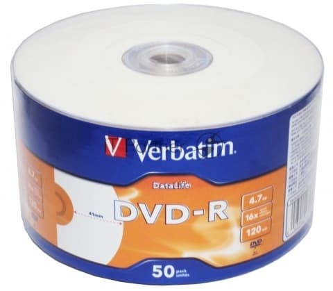 Verbatim Диск DVD-R 4.7Gb 16x bulk (50шт) Printable