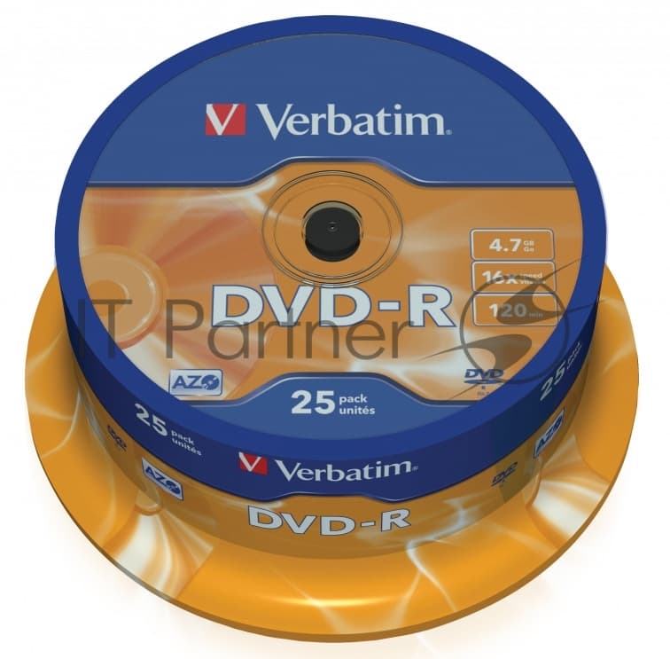 Диск DVD-R Verbatim 4.7Gb 16x Cake Box (25шт)