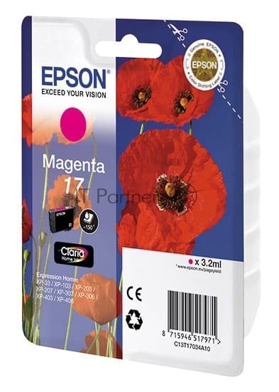 Картридж струйный Epson C13T17044A10 желтый (150 стр.) для Epson XP33/203/303