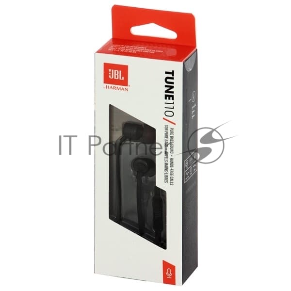 Проводные наушники JBL Tune 110 черный, внутриканальные, Jack 3.5 мм