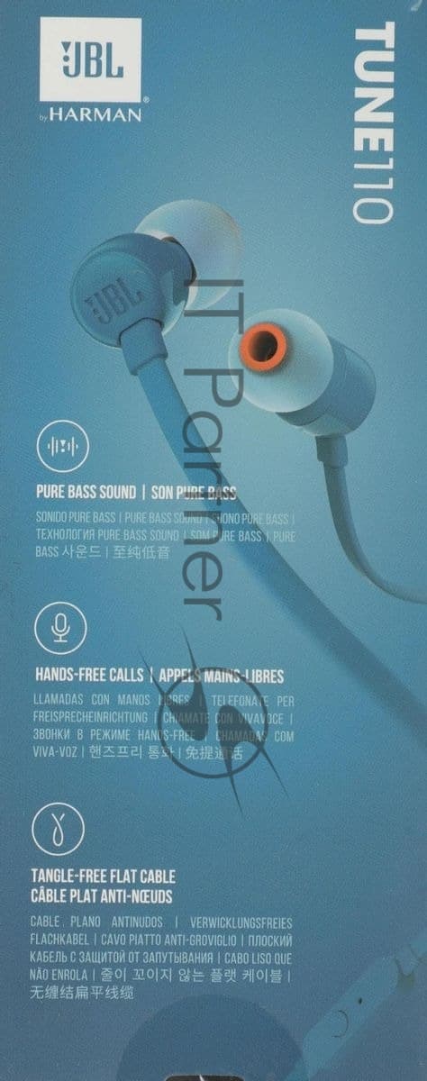Проводные наушники JBL Tune 110 синий, внутриканальные, Jack 3.5 мм