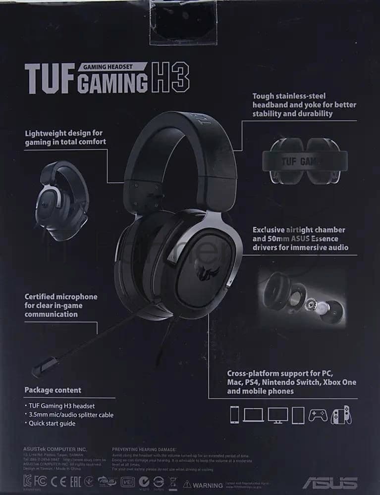 Гарнитура ASUS TUF GAMING H3 GUN METAL/ ASUS TUF GAMING H3 GUN METAL