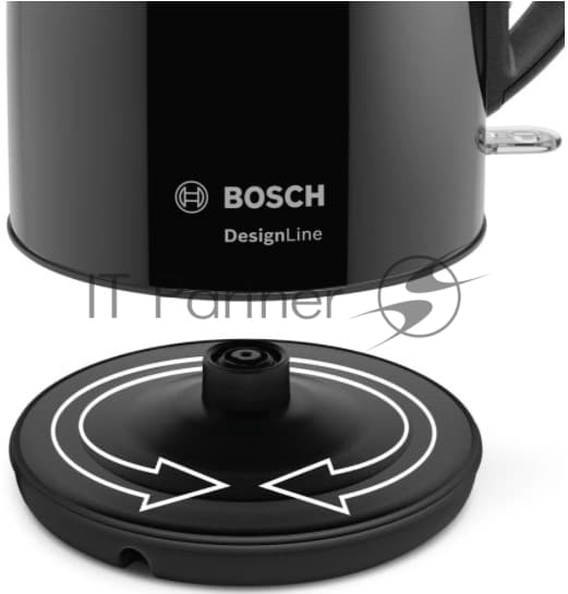 Чайник электрический Bosch TWK3P423 1.7 л, 2400 Вт, черный (корпус: нержавеющая сталь)