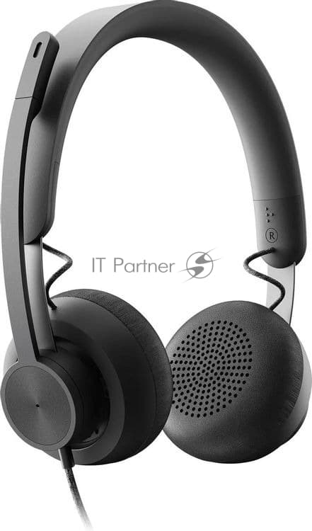 Гарнитура Logitech Zone Wired UC графит, проводная, USB-C, сертификация Microsoft Teams