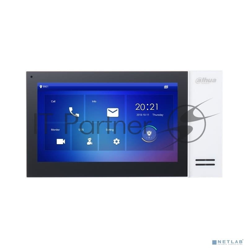 DAHUA DHI-VTH2421FW-P Монитор видеодомофона IP 7 дюймовый, белый, ёмкостной сенсорный экран, встроенная карта памяти до 8Гб, питание DC 12В/PoE