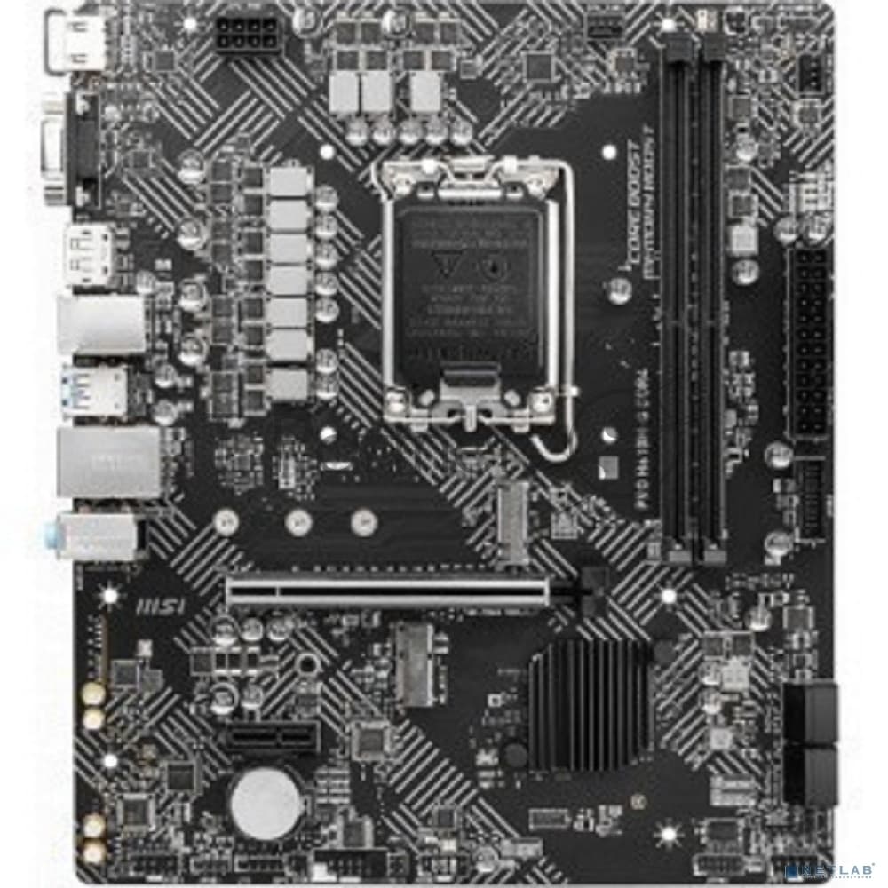 Материнская плата MSI PRO H610M-G DDR4, LGA 1700, Intel H610, 2xDDR4, 4xSATA, 1xM.2, 1xPCIe 4.0 x16, 1xPCIe 3.0 x1, 1xHDMI, 1xDP, 1xVGA, 1xRJ45 1Gb, 2xUSB-A 3.2 Gen 1, 4xUSB-A 2.0, 3x3.5мм, 7.1, mATX