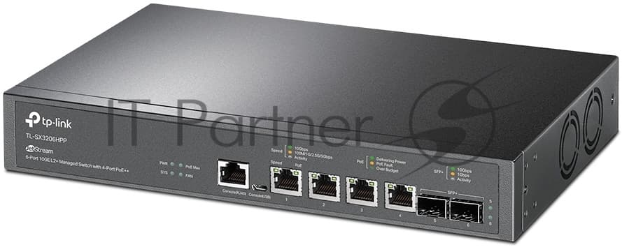 Коммутатор TP-Link JetStream 6-портовый управляемый с 4 портами PoE++ 10GBase-T и 2 слотами SFP+ 10GE уровня 2+