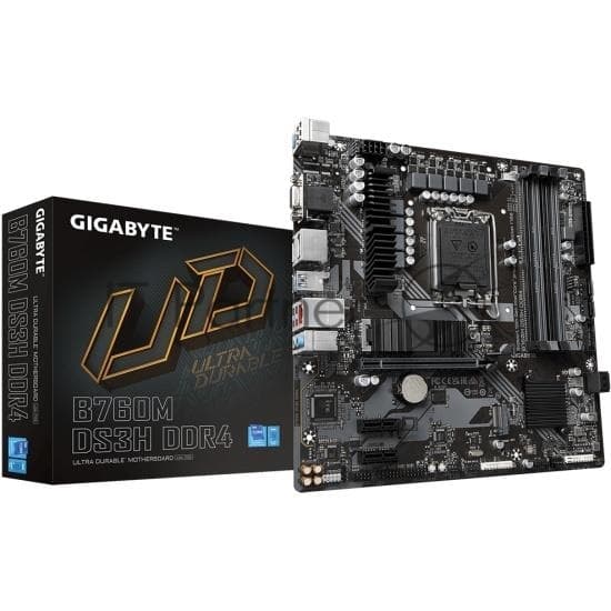 Материнская плата Gigabyte B760M DS3H DDR4, LGA 1700, Intel B760, 4xDDR4, 4xSATA, 2xM.2, 1xPCIe 4.0 x16, 2xPCIe x1, 1xHDMI, 1xDP, 1xVGA, 1x 2.5Gb LAN, 3xUSB-A 3.2 Gen 1, 1xUSB-C 3.2 Gen 2, 2xUSB-A 2.0, 3x3.5 мм, 7.1, mATX