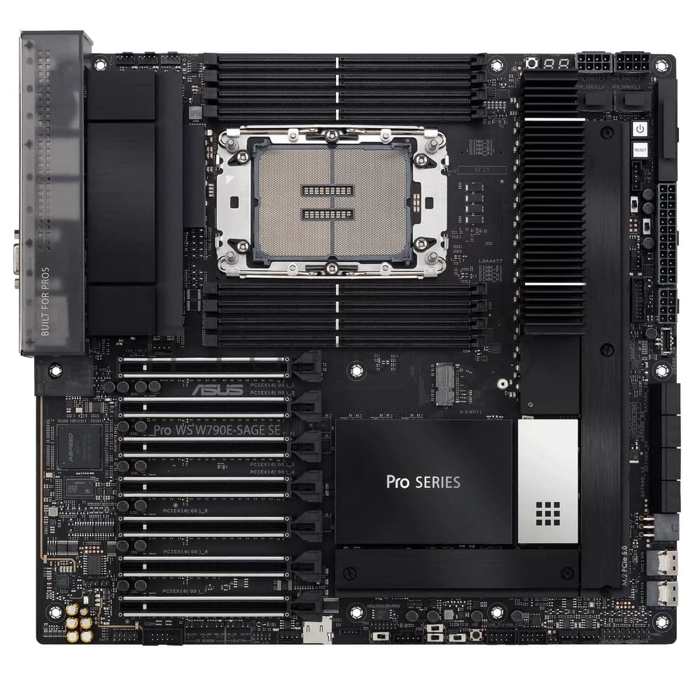 Материнская плата ASUS PRO WS W790E-SAGE SE LGA4677 EEB 8xDDR5 7xPCIEx16 3xM.2 2xUSB-C VGA GLAN 10GLAN