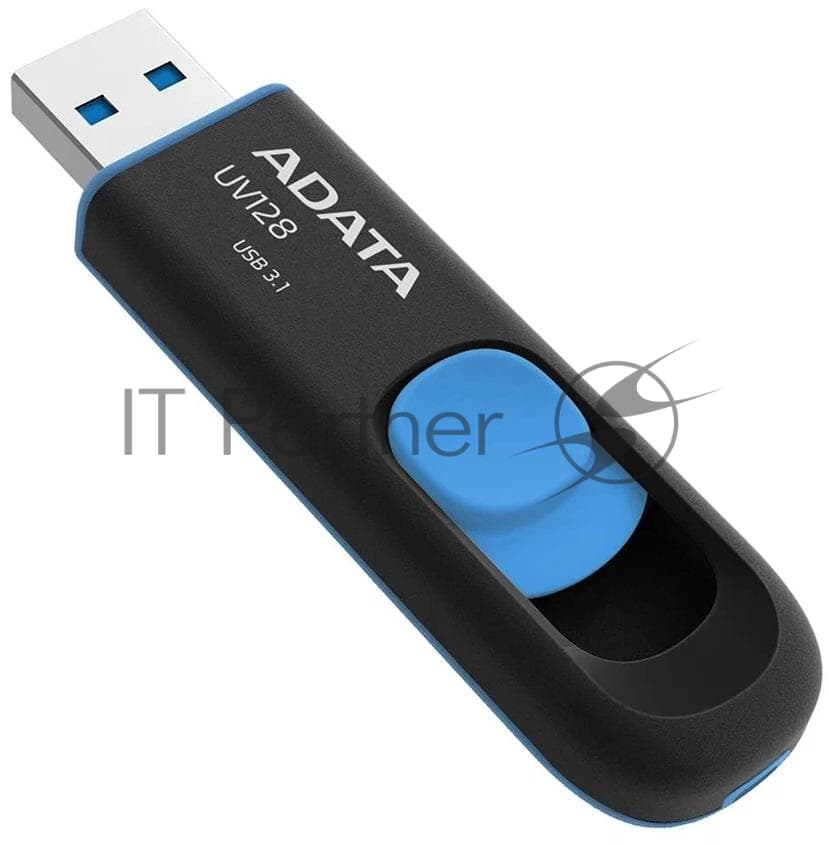 Флешка USB ADATA UV128 (AUV128-512G-RBE), 512Gb, USB 3.2 Gen1, R/W 100/30, черный/синий