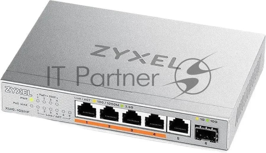 Коммутатор Zyxel XMG-105HP-EU0101F (L2) 5x2.5 Гбит/с 1SFP+ 4PoE++ 70W неуправляемый