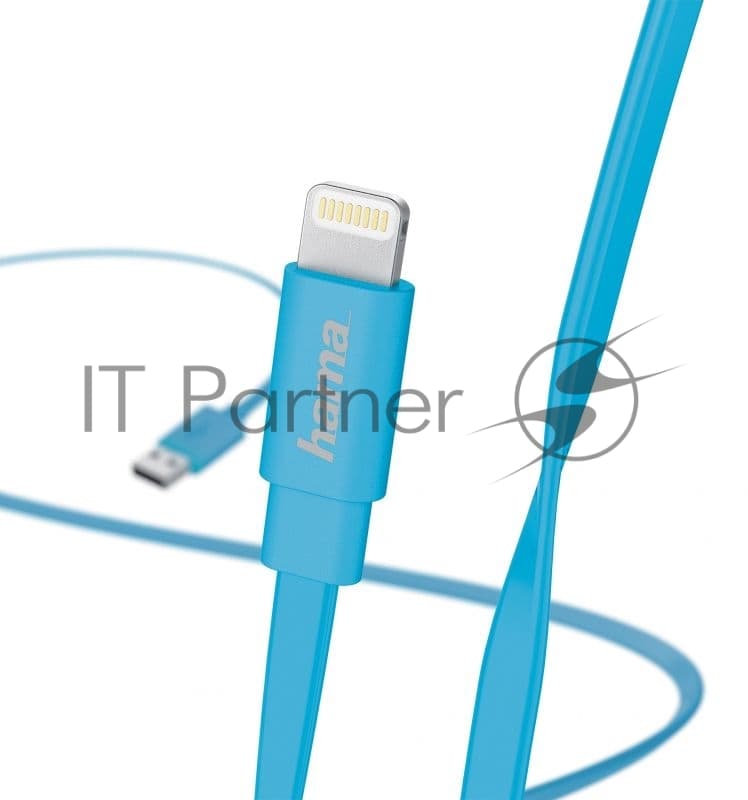 Кабель Hama Flat 00173646 Lightning (m) USB A(m) 1.2м синий плоский