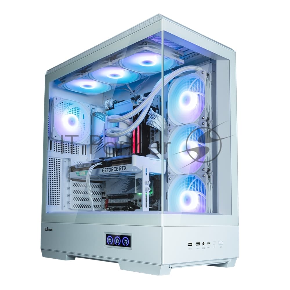 Компьютерный корпус ZALMAN P50 DS, ATX, WHITE, WINDOW, 2x3.5", 3x2.5", 1xUSB TYPE-C, 2xUSB 3.0, SIDE 3x120мм ARGb, REAR 1x120мм ARGb