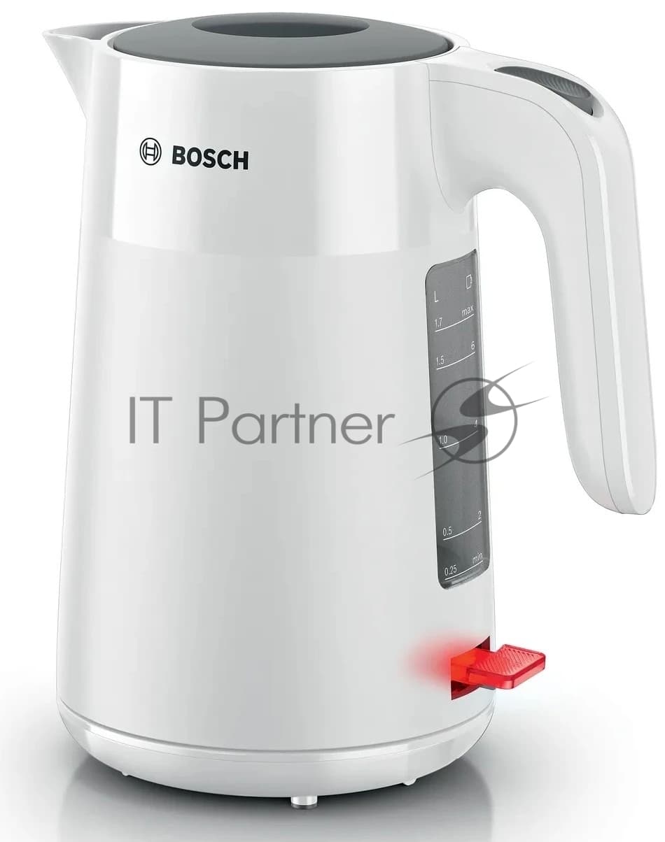 Электрочайник Bosch TWK2M161 белый, 1.7 л, 2400 Вт, скрытый нагревательный элемент