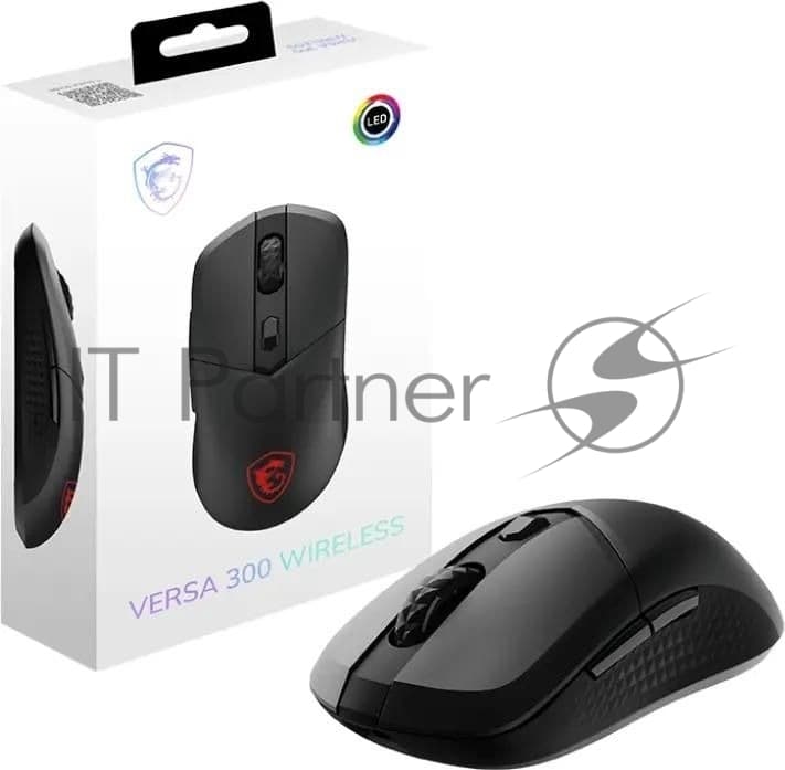 мышь беспроводная Mouse MSI VERSA 300, Wireless, 60g, DPI 8000, Symmetrical design, black